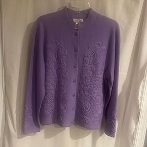 Talbots Lavender Embroidered Cardigan